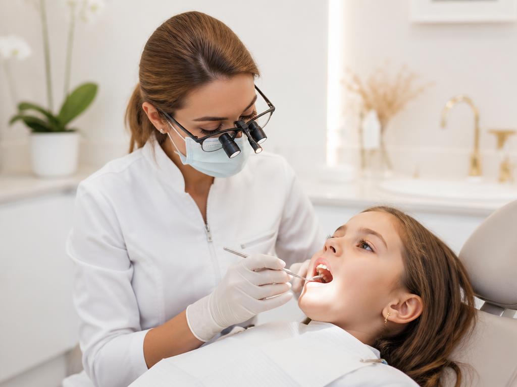 Ilustração representando tratamento de canal em dentes de leite